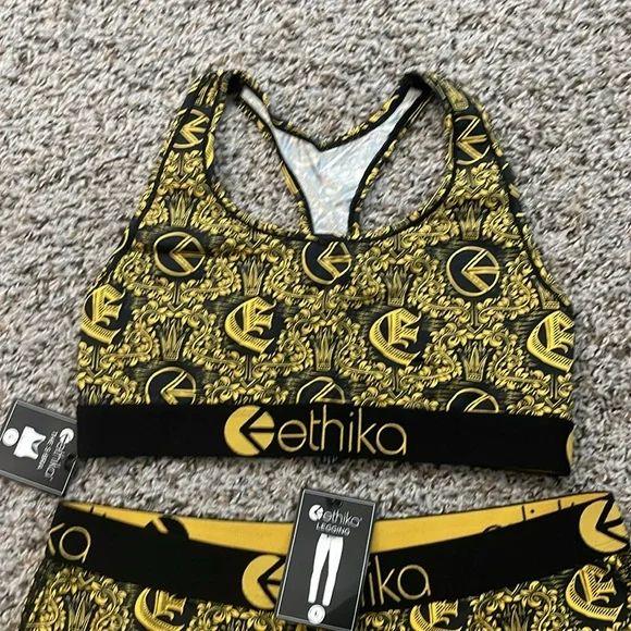 Ethika Yellow and Black Sports Bra and Leggings Set - Picture 2 of 5